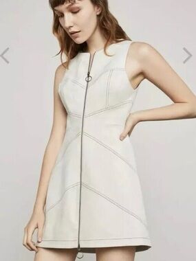 BCBGMaxAzria Ivory Sleeveless Front-Zip Mini Dress